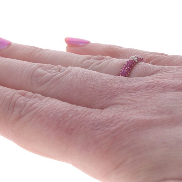 Crown of Light Crown Diamond Sapphire Stackable Band Rose Gold 14k .96ctw Ring - Picture 4 of 6